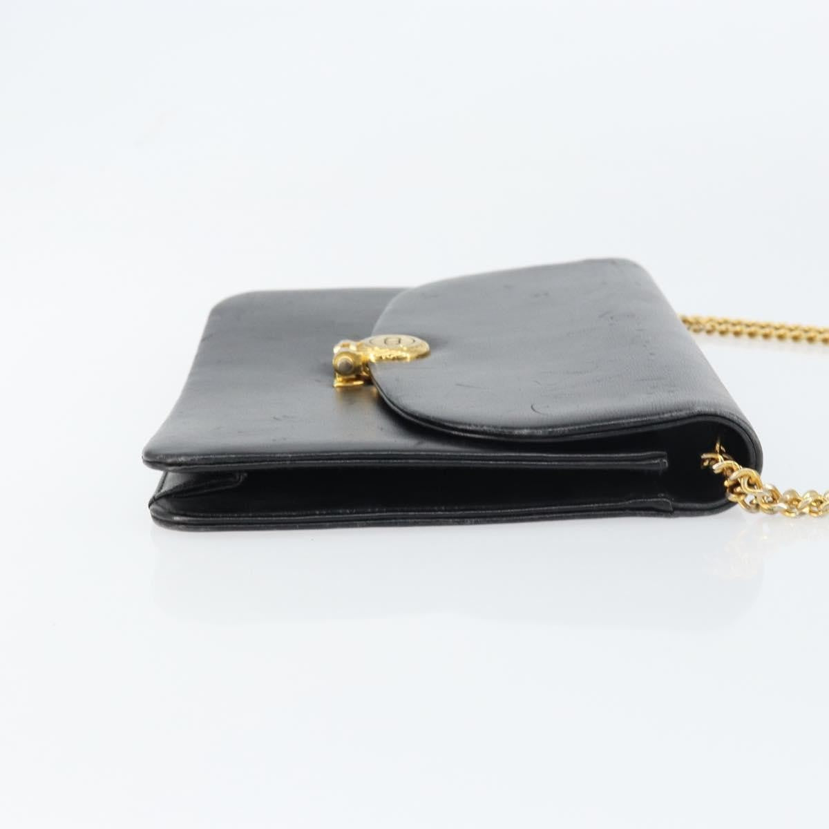 Christian Dior Vintage Chain Flap Shoulder Bag Leather, BLACK, LEATHER, Shoulder bag