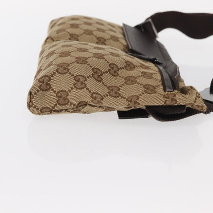 Gucci Vintage Double Belt Bag GG Canvas with Leather, BEIGE, CANVAS, Clutche & pouche