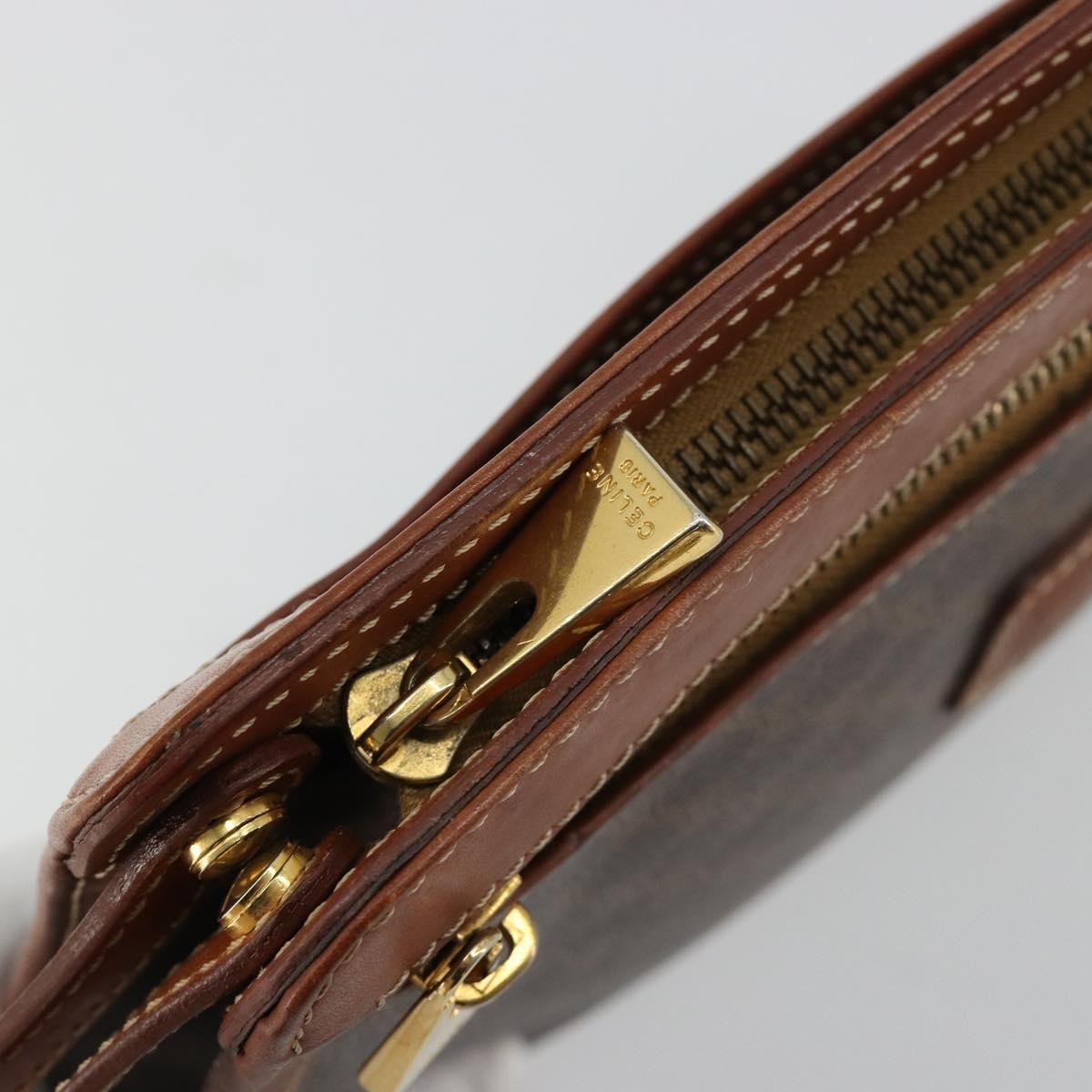 Celine Logo Triomphe Pouch Canvas and leather, Brown, Canvas, Clutch