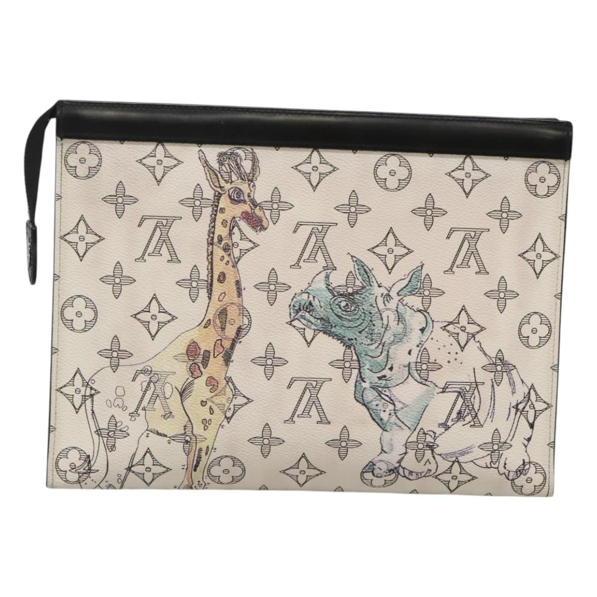 Louis Vuitton Pochette Voyage Limited Edition Chapman Savane Monogram Canvas, WHITE, CANVAS, Clutche & pouche