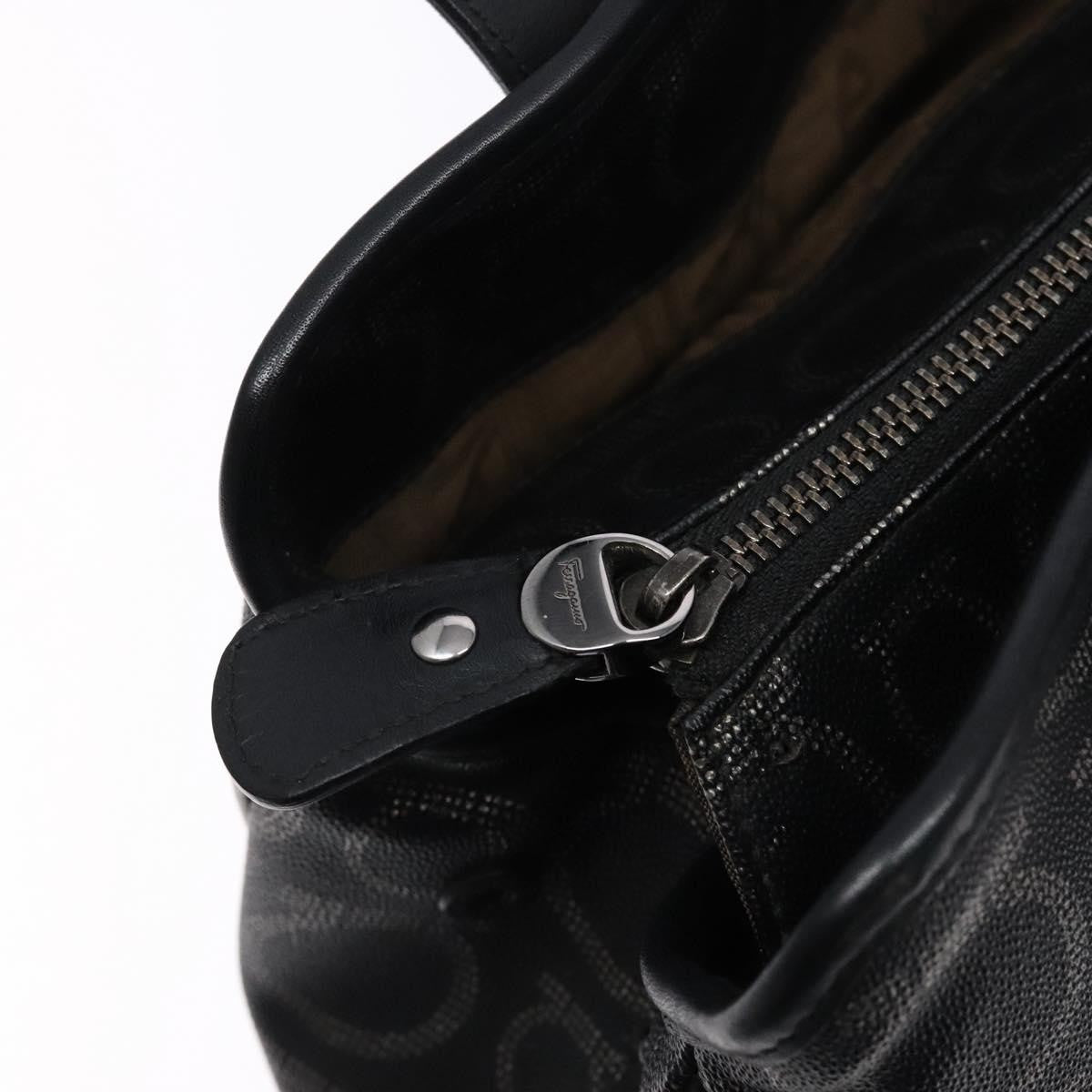 Salvatore Ferragamo Gancini Tote PVC Leather, BLACK, PVC, Tote bag