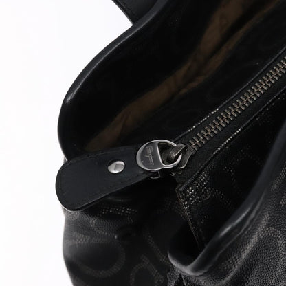 Salvatore Ferragamo Gancini Tote PVC Leather, BLACK, PVC, Tote bag