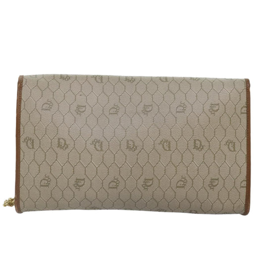 Christian Dior Vintage Honeycomb chain Canvas, BEIGE, PVC, Shoulder bag