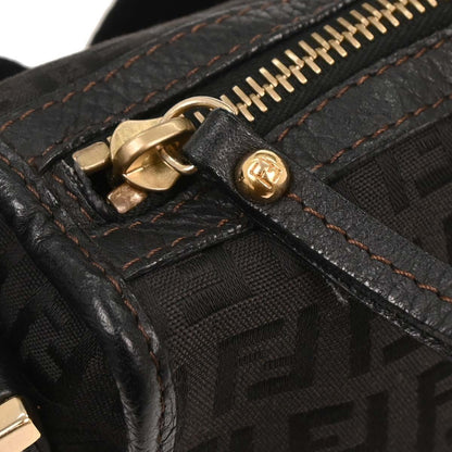 Fendi Vintage F Charm Messenger Bag Zucchino Canvas, BLACK, CANVAS, Shoulder bag