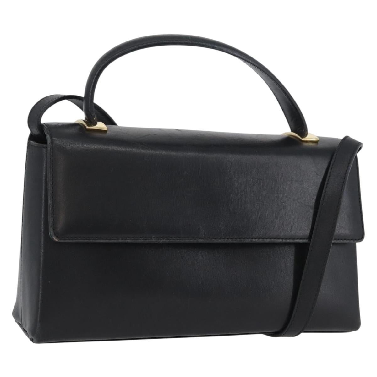 Salvatore Ferragamo Vintage Handbag Leather, BLACK, LEATHER, Handbag