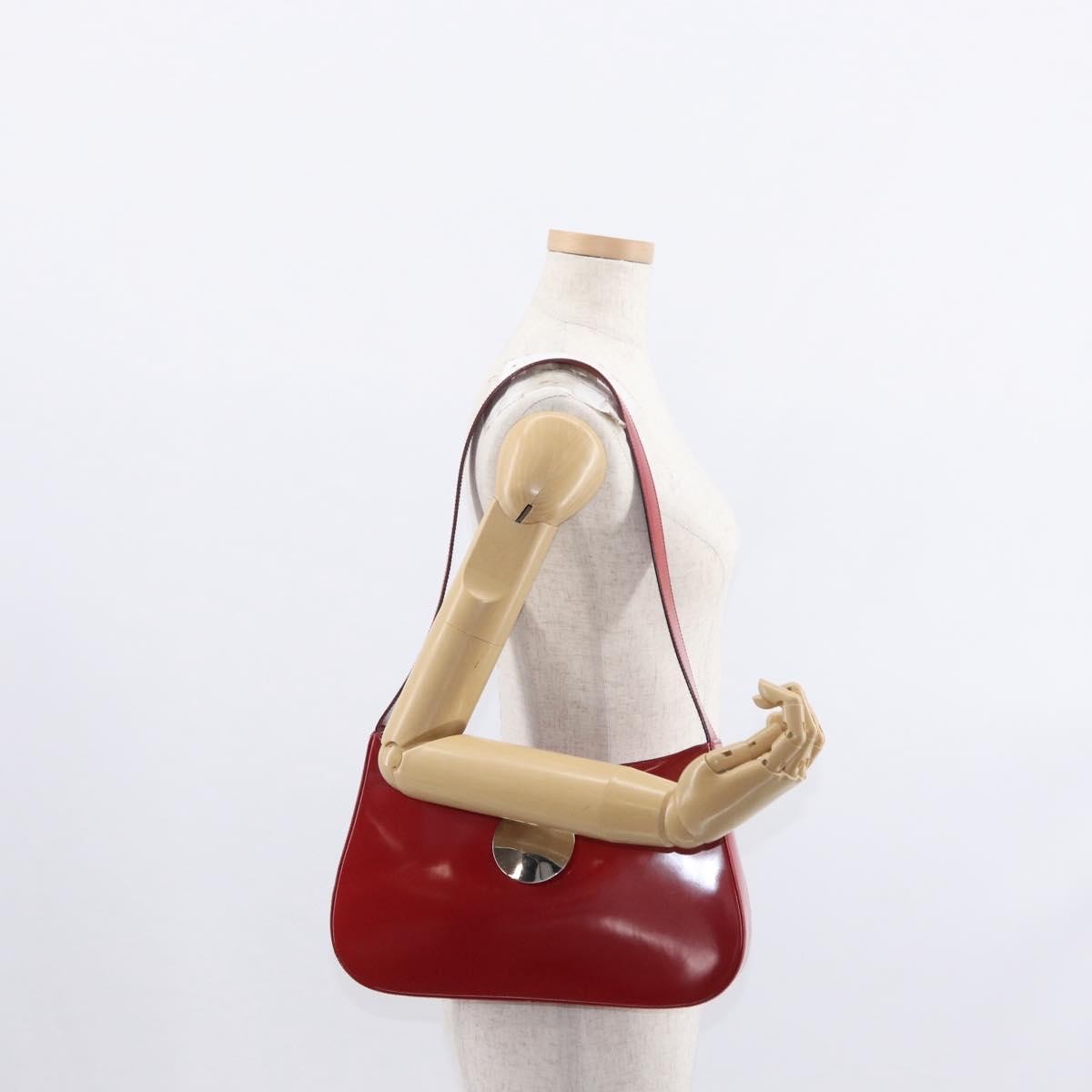 Salvatore Ferragamo Gancini Shoulder Bag Leather, RED, PATENT_LEATHER, Shoulder bag