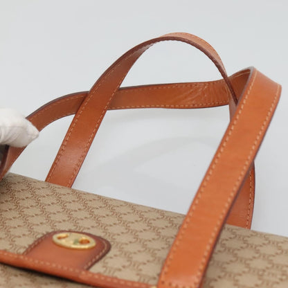 Celine Vintage Macadam Handbag Canvas and Leather, Beige, Canvas, Handbag