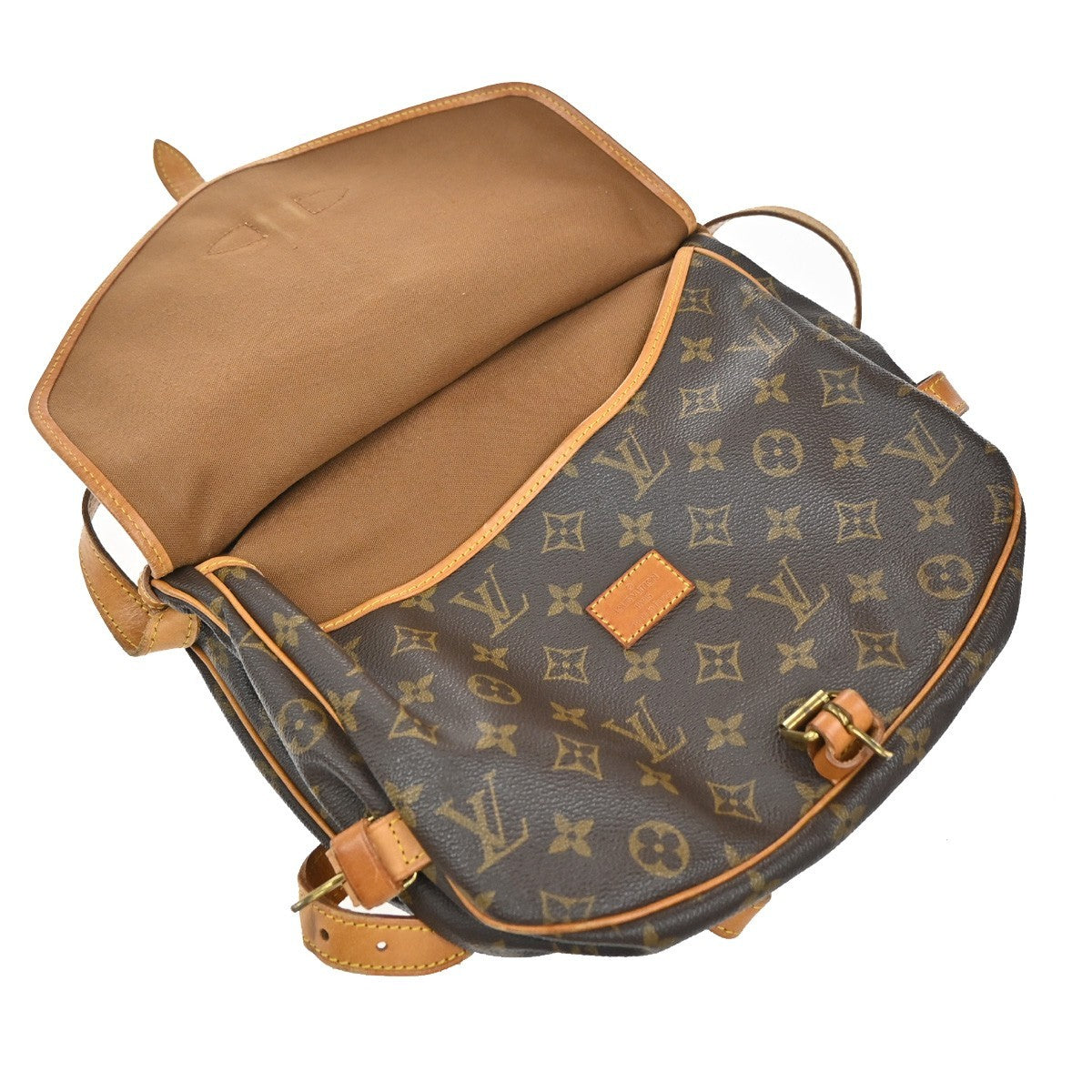 Louis Vuitton Saumur Handbag Monogram Canvas, BROWN, CANVAS, Shoulder bag