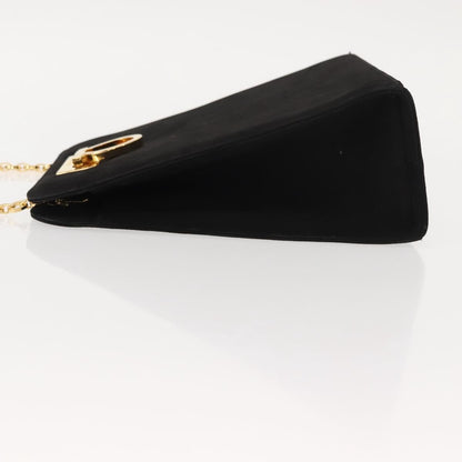 Salvatore Ferragamo Vintage Gancini Chain Shoulder Bag Suede, BLACK, SUEDE, Shoulder bag