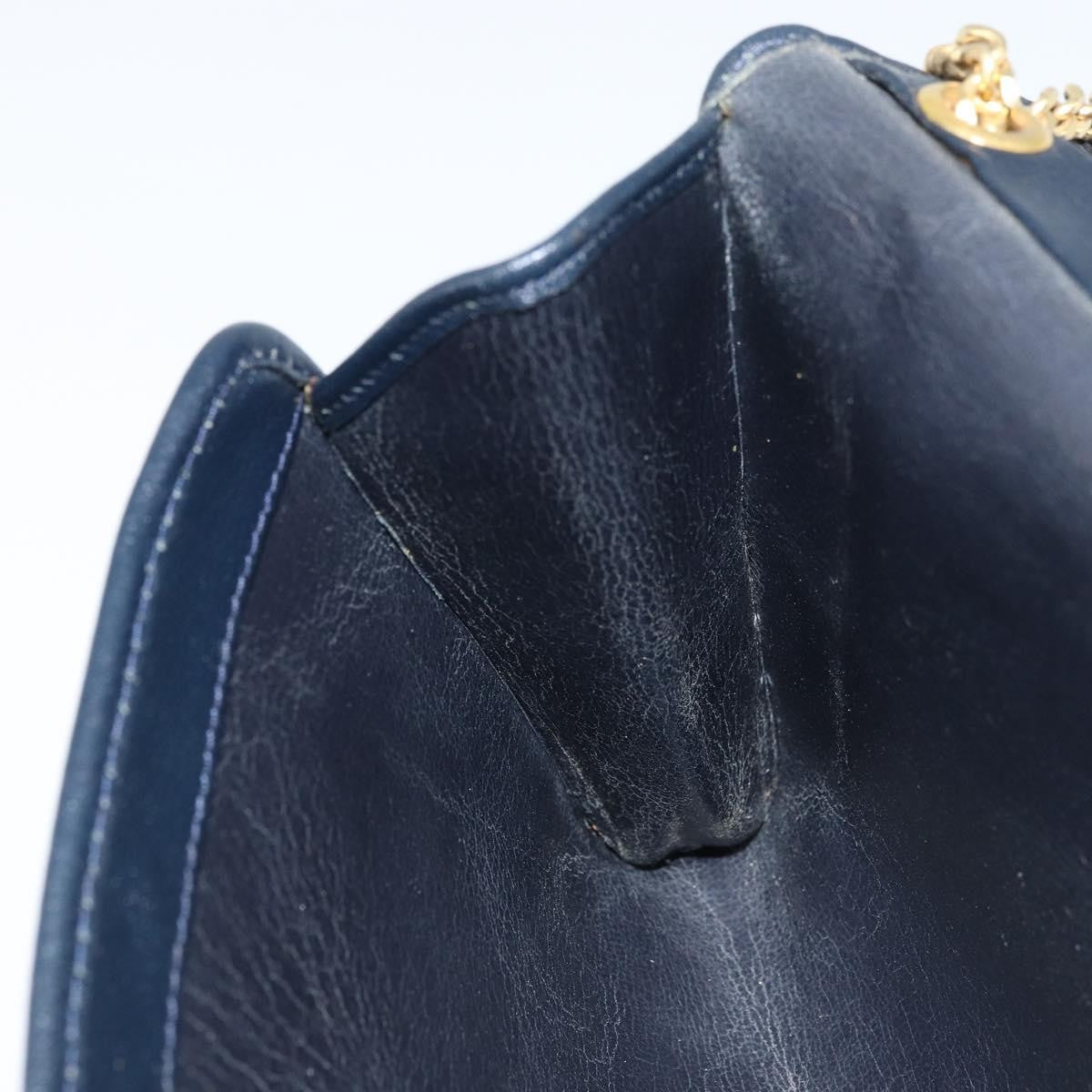 Christian Dior Vintage Chain Envelope Flap Bag Honeycomb Coated Canvas, NAVY, LEATHER, Shoulder bag