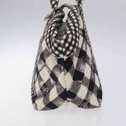 Chanel Top Handle Satchel Gingham Print Canvas, BLACK, CANVAS, Handbag