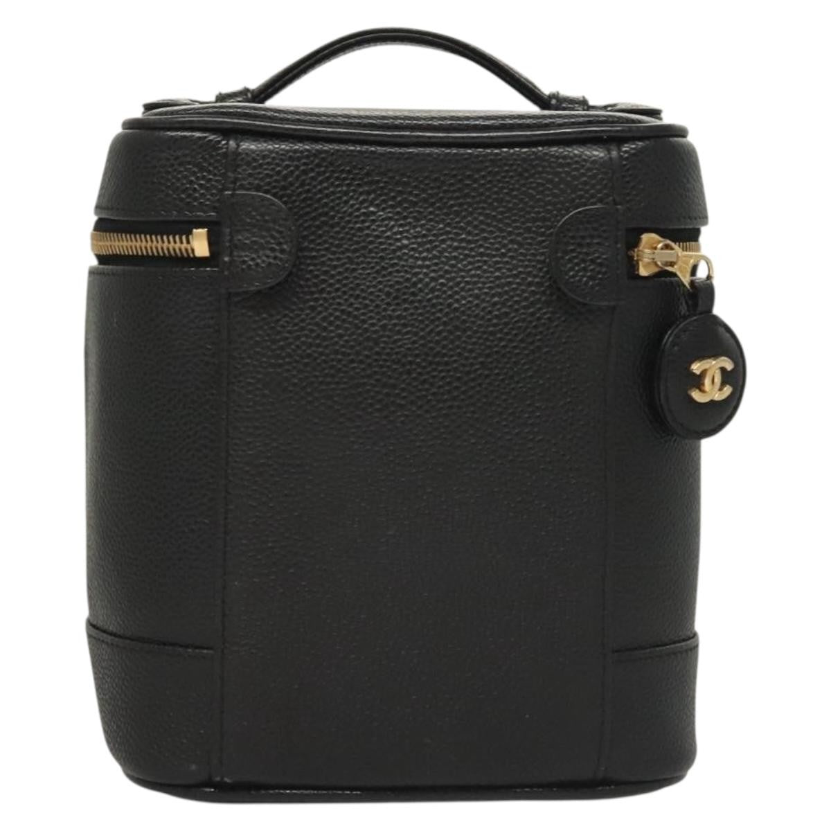 Chanel Vanity pouch Leather, BLACK, LEATHER, Toiletry Case
