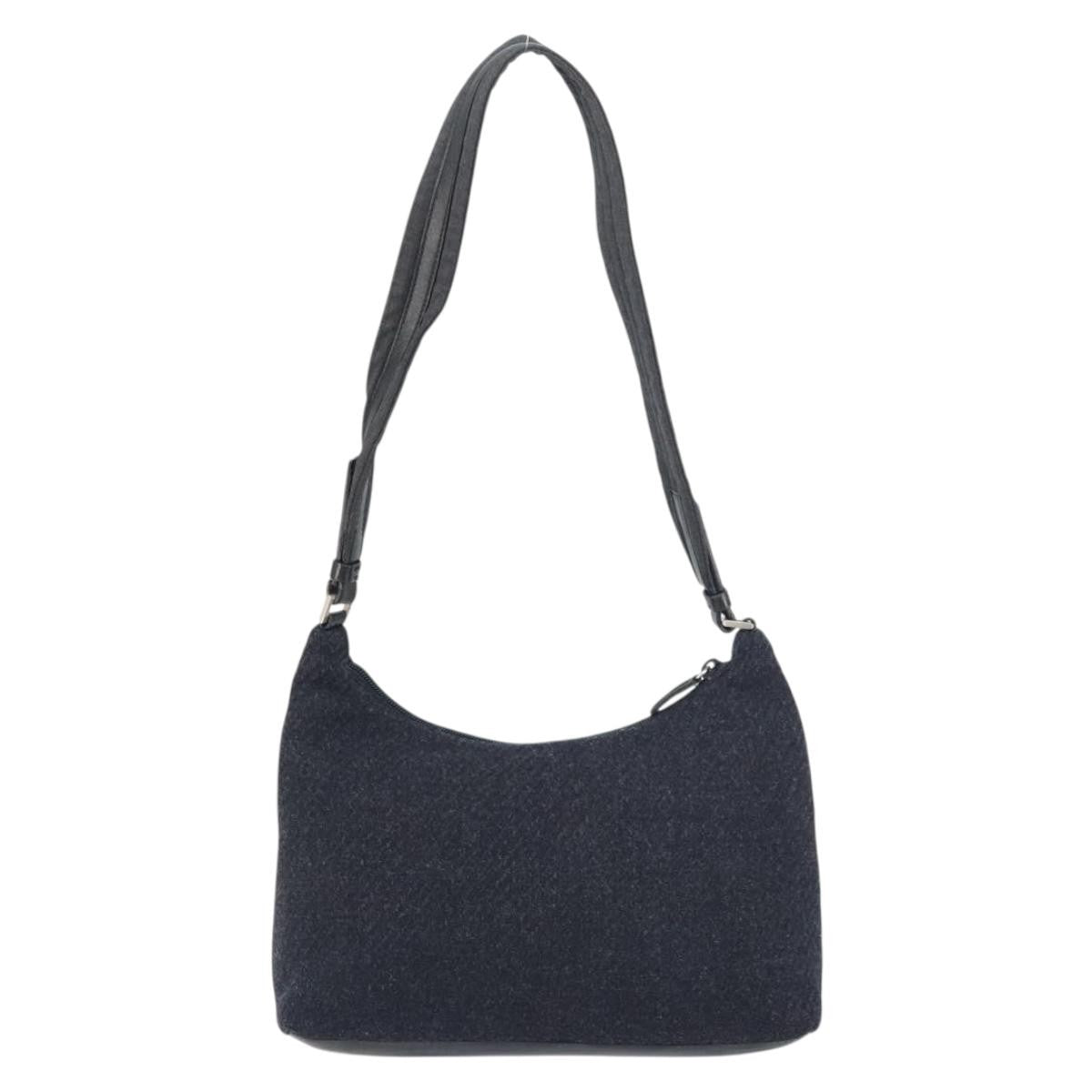 Prada Vintage Shoulder Bag Wool, BLACK, WOOL, Shoulder bag