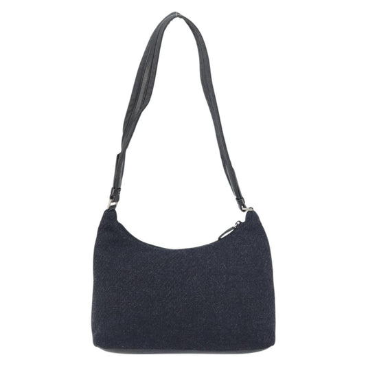 Prada Vintage Shoulder Bag Wool, BLACK, WOOL, Shoulder bag