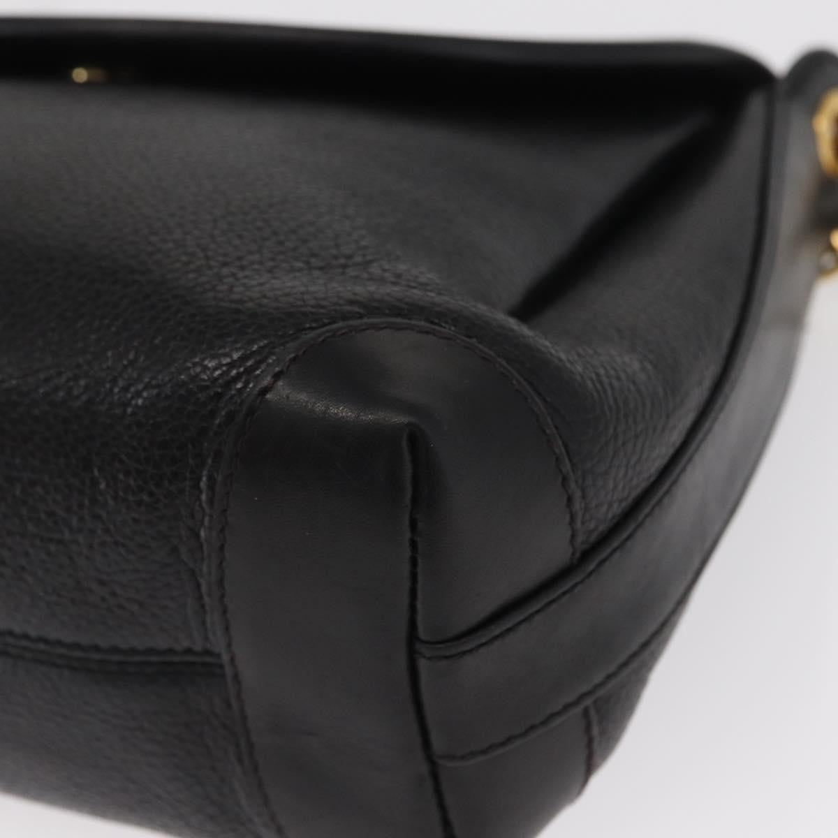 Gucci Vintage Flap Shoulder Bag Leather, BLACK, LEATHER, Shoulder bag