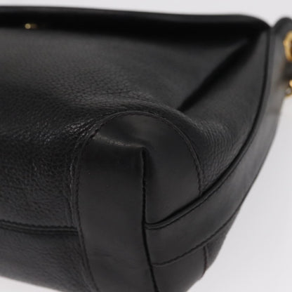 Gucci Vintage Flap Shoulder Bag Leather, BLACK, LEATHER, Shoulder bag