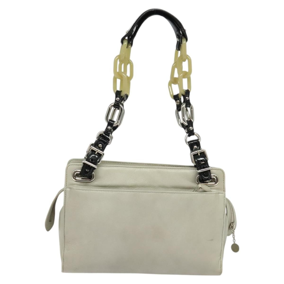 Balenciaga Cherche Midi Chain Shoulder Bag Leather, GRAY, LEATHER, Shoulder bag