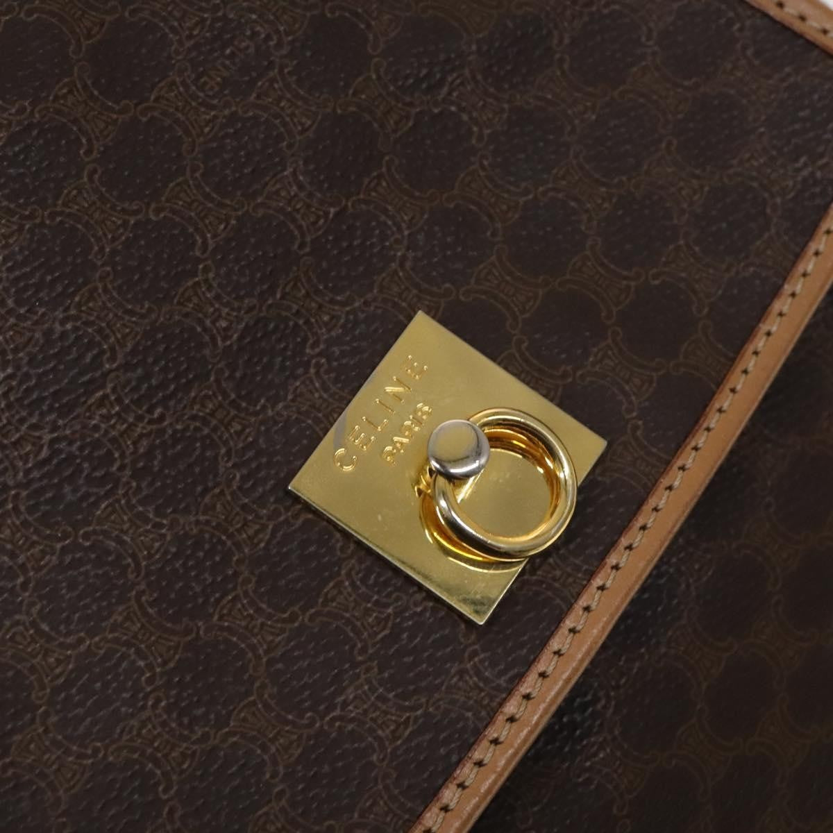 Celine Vintage Drawstring Flap Backpack Macadam Coated Canvas, BROWN, CANVAS, Backpack