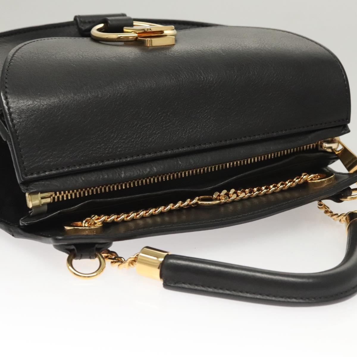 Chloe Goldie Shoulder Bag Leather, BLACK, LEATHER, Shoulder bag