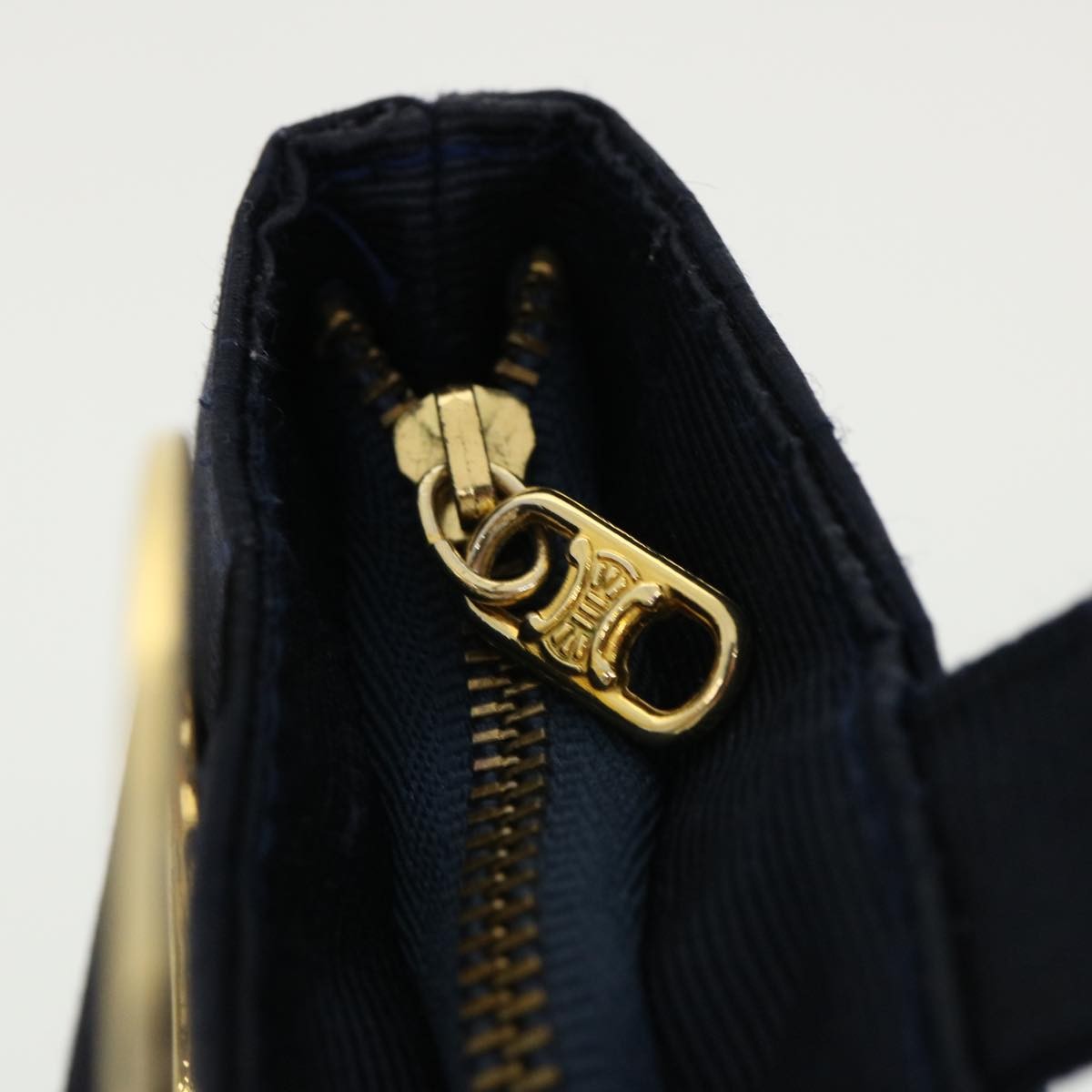 Celine Circle Logo Pouch Nylon, NAVY, CANVAS, Clutche & pouche