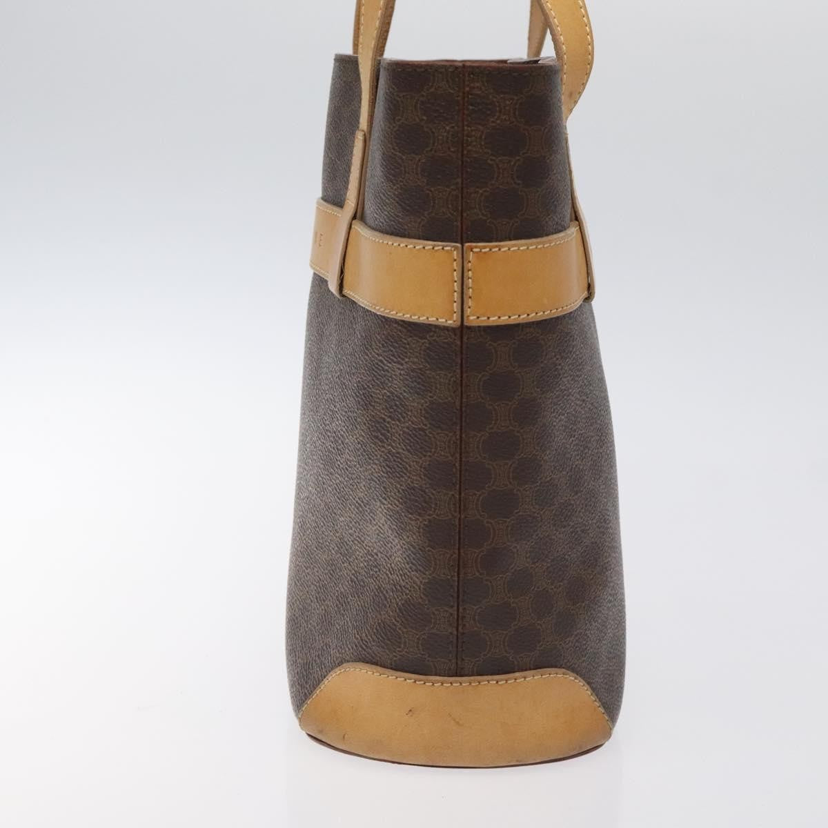 Celine Vintage Macadam Shoulder Bag Leather, BROWN, PVC,LEATHER,CANVAS, Shoulder bag