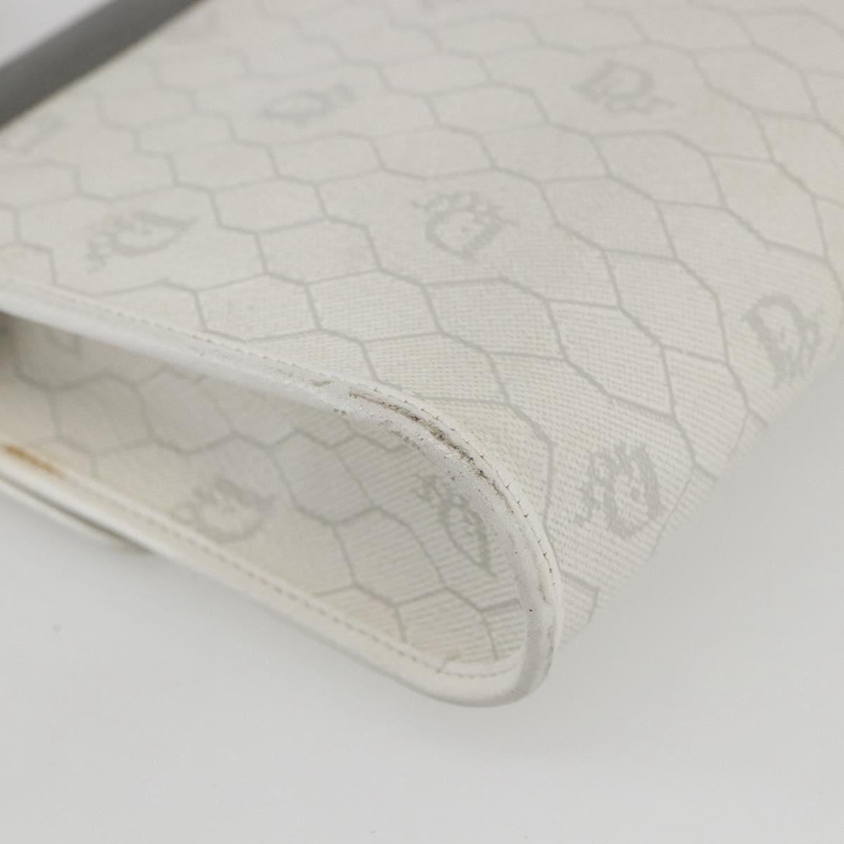 Christian Dior Vintage Honeycomb Shoulder Bag Canvas and Leather, WHITE, CANVAS, Shoulder bag