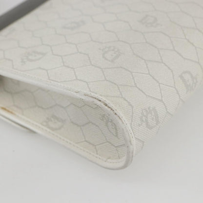 Christian Dior Vintage Honeycomb Shoulder Bag Canvas and Leather, WHITE, CANVAS, Shoulder bag