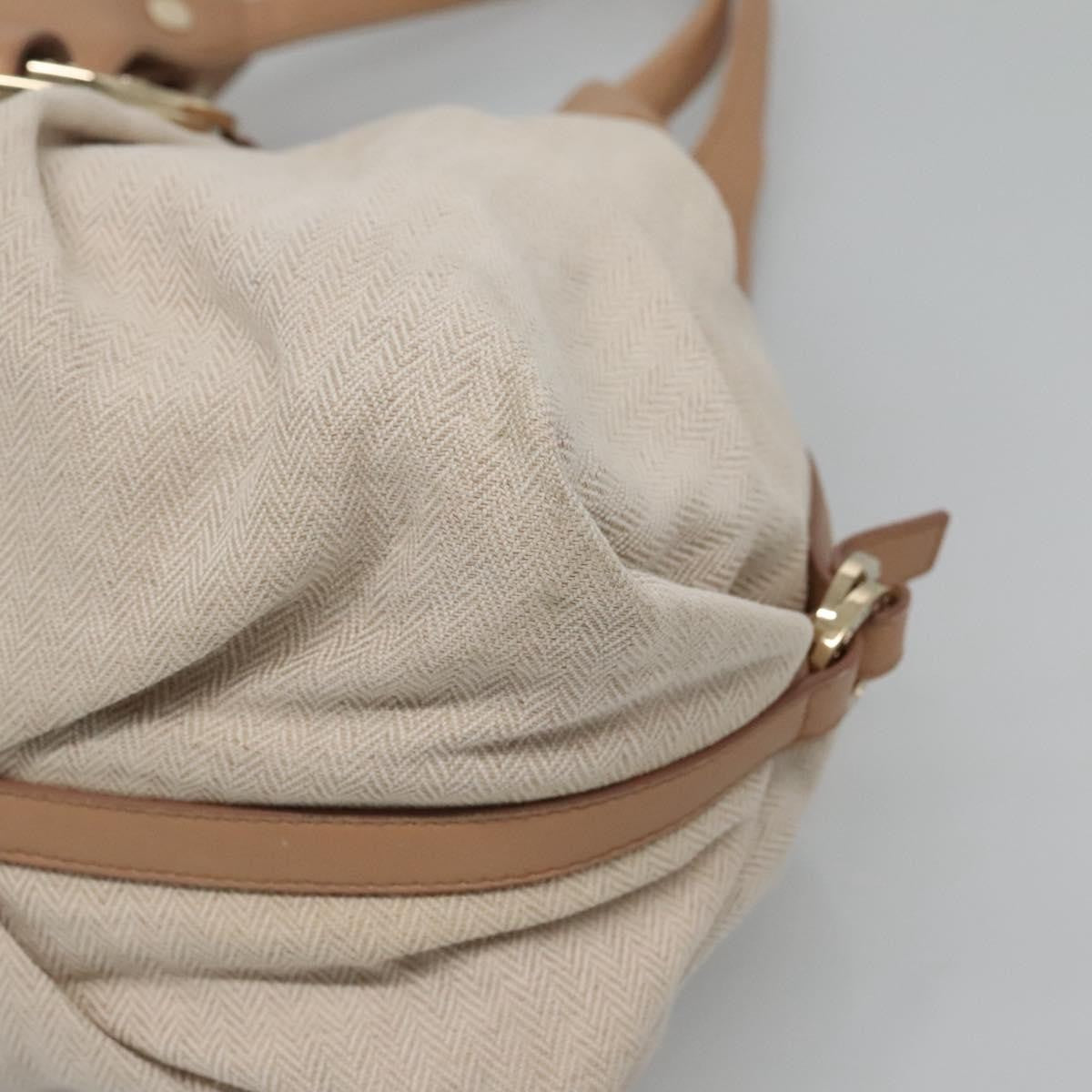 Bvlgari Chandra Hobo Canvas and Leather, Beige, Canvas, Tote Bag