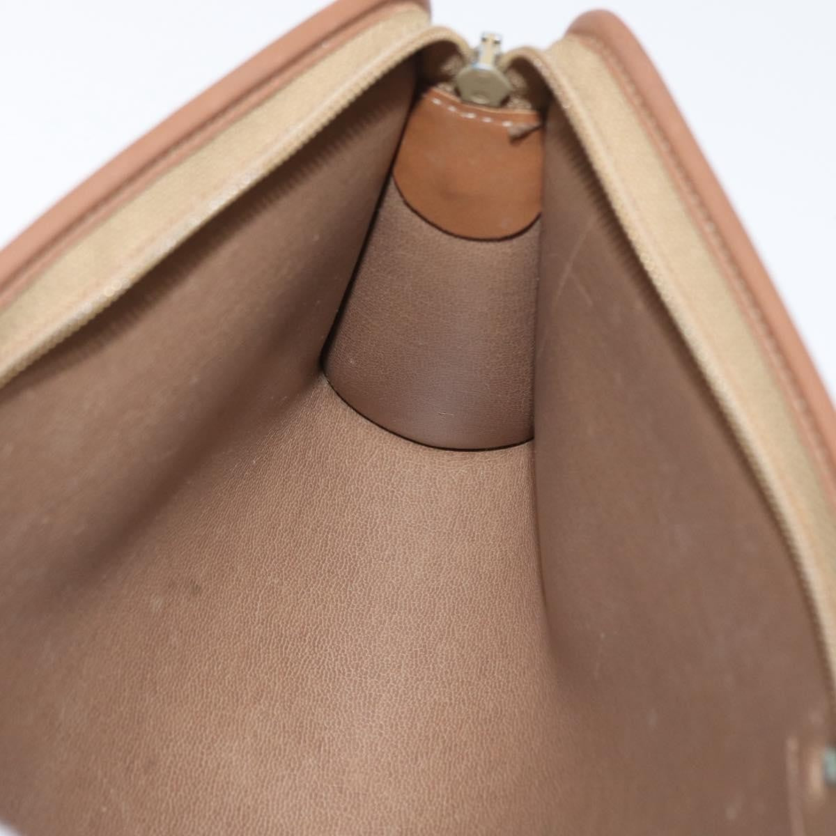 Christian Dior Vintage Honeycomb Zip Pouch Canvas and Leather, BEIGE, CANVAS, Clutche & pouche