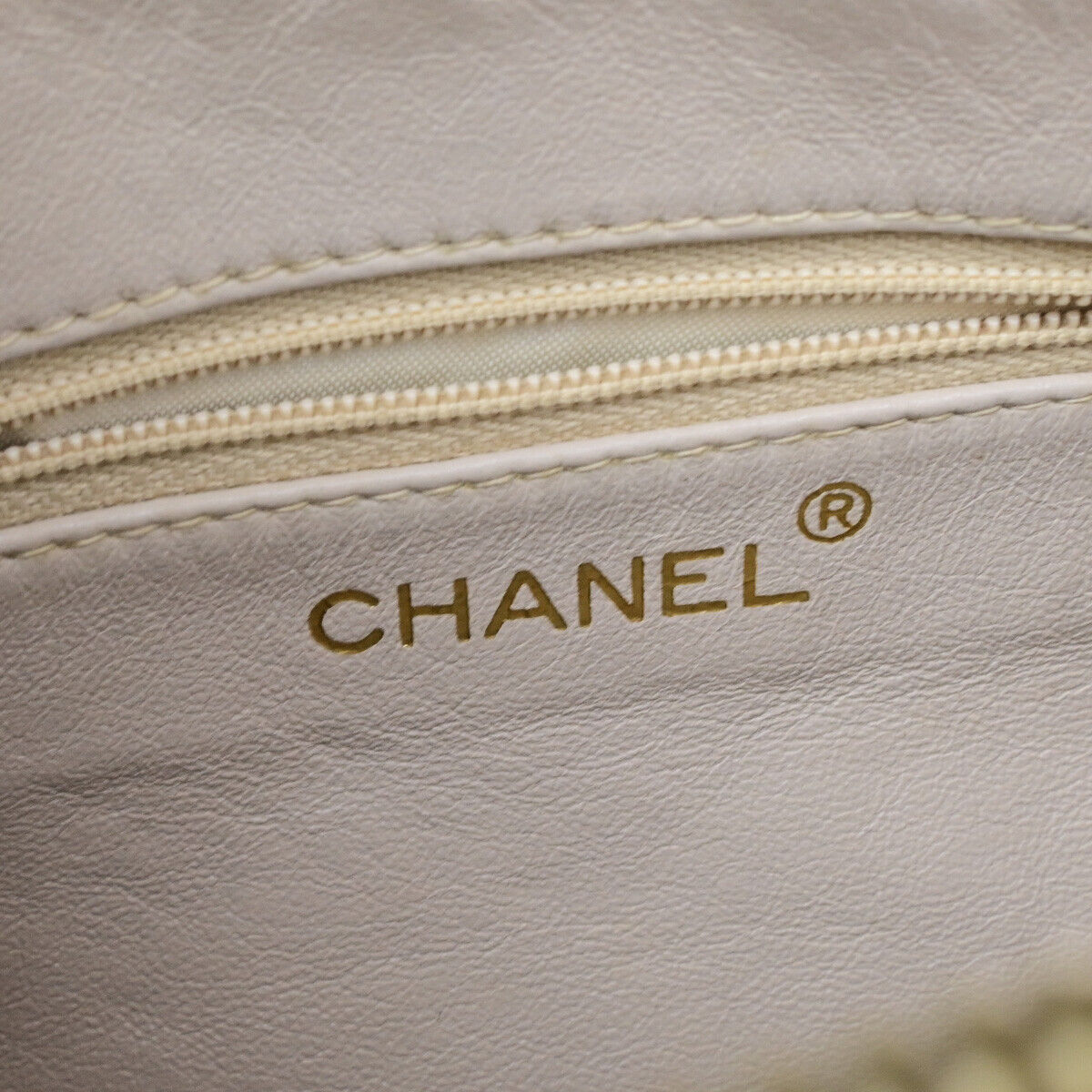 Chanel Vintage Camera Tassel Bag Chevron Lambskin, IVORY, LEATHER, Shoulder bag