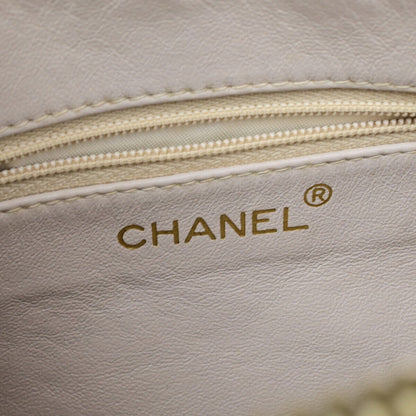 Chanel Vintage Camera Tassel Bag Chevron Lambskin, IVORY, LEATHER, Shoulder bag