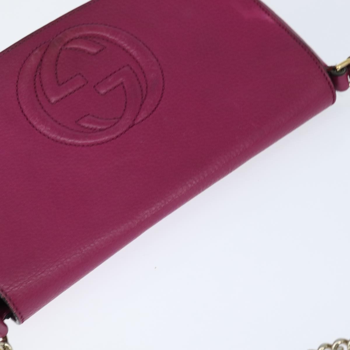 Gucci Soho Chain Crossbody Bag Leather, PINK, LEATHER, Shoulder bag