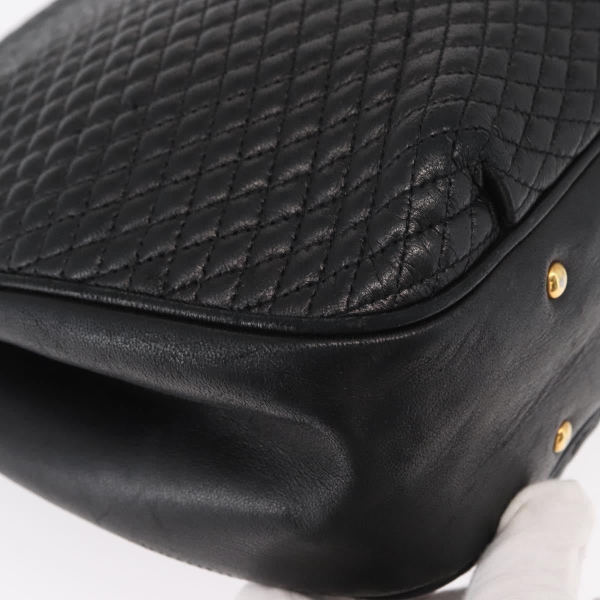 Bally Vintage Chain Shoulder Bag Quilted Leather, BLACK, LEATHER, Shoulder bag