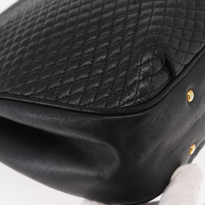 Bally Vintage Chain Shoulder Bag Quilted Leather, BLACK, LEATHER, Shoulder bag