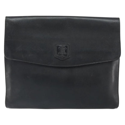 Celine Clutch Bag Leather, BLACK, LEATHER, Clutche & pouche