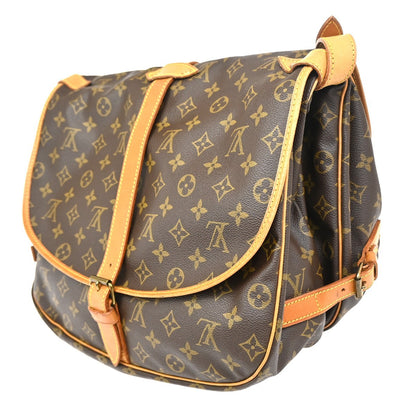 Louis Vuitton Saumur Handbag Monogram Canvas, BROWN, CANVAS, Shoulder bag