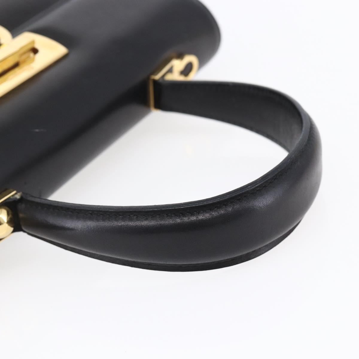 Salvatore Ferragamo Gancini handbag Leather, BLACK, LEATHER, Handbag