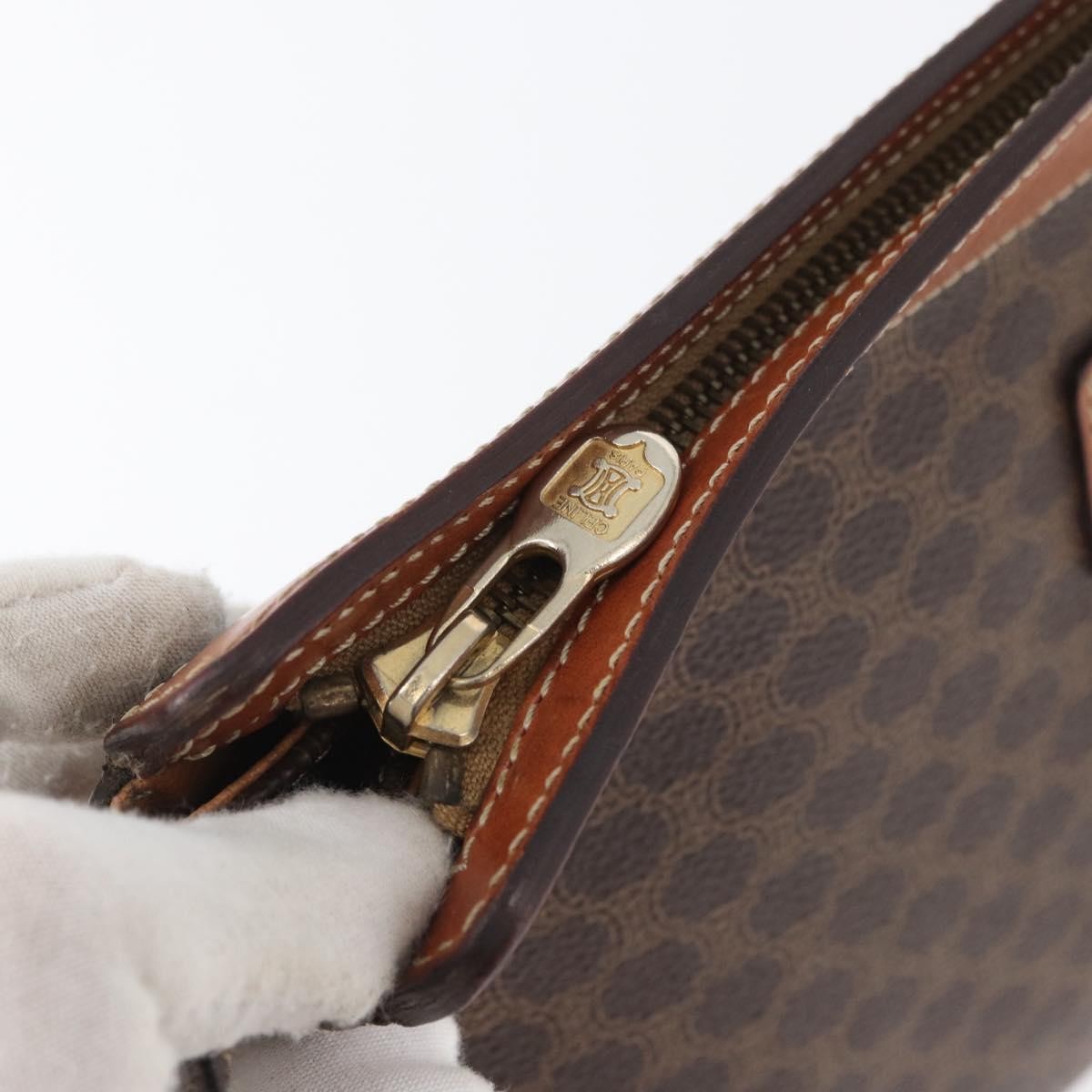Celine Macadam Pochette Canvas and Leather, BROWN, CANVAS, Clutche & pouche