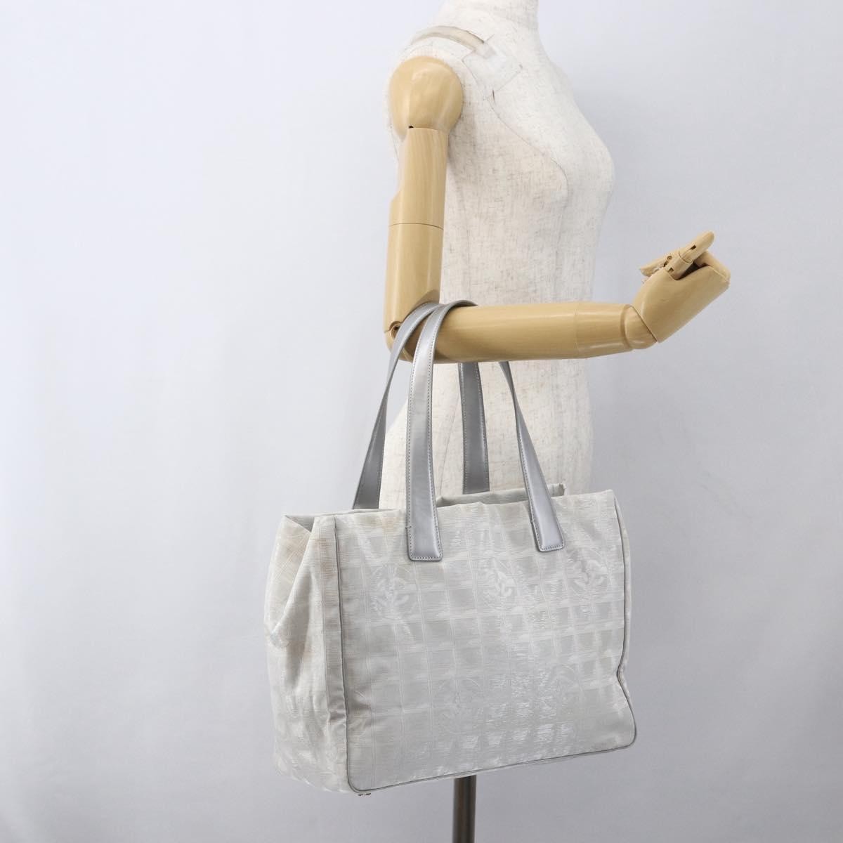 Chanel Travel Line Tote Nylon, SILVER, NYLON, Tote bag