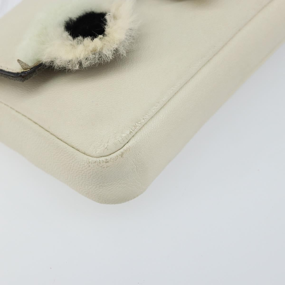 Fendi Monster Baguette Leather, WHITE, LEATHER, Shoulder bag