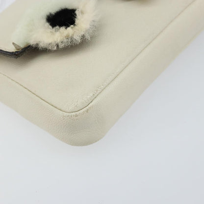 Fendi Monster Baguette Leather, WHITE, LEATHER, Shoulder bag