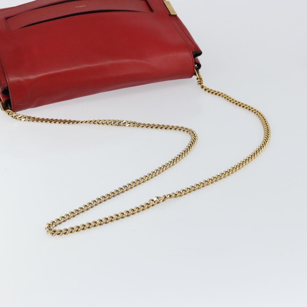 Chloe Elle Chain Clutch Leather, RED, LEATHER, Clutche & pouche