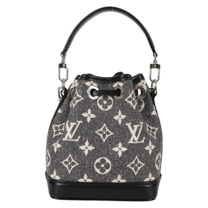 Louis Vuitton Noe NM Handbag Monogram Jacquard Denim, BLACK, CANVAS, Shoulder bag