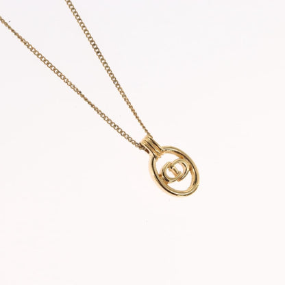 Christian Dior CD Round Pendant Necklace Metal, Gold, Metal, Necklace