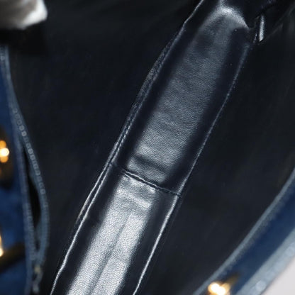 Chanel Vintage Stitched CC Shoulder Bag Caviar, NAVY, LEATHER, Shoulder bag