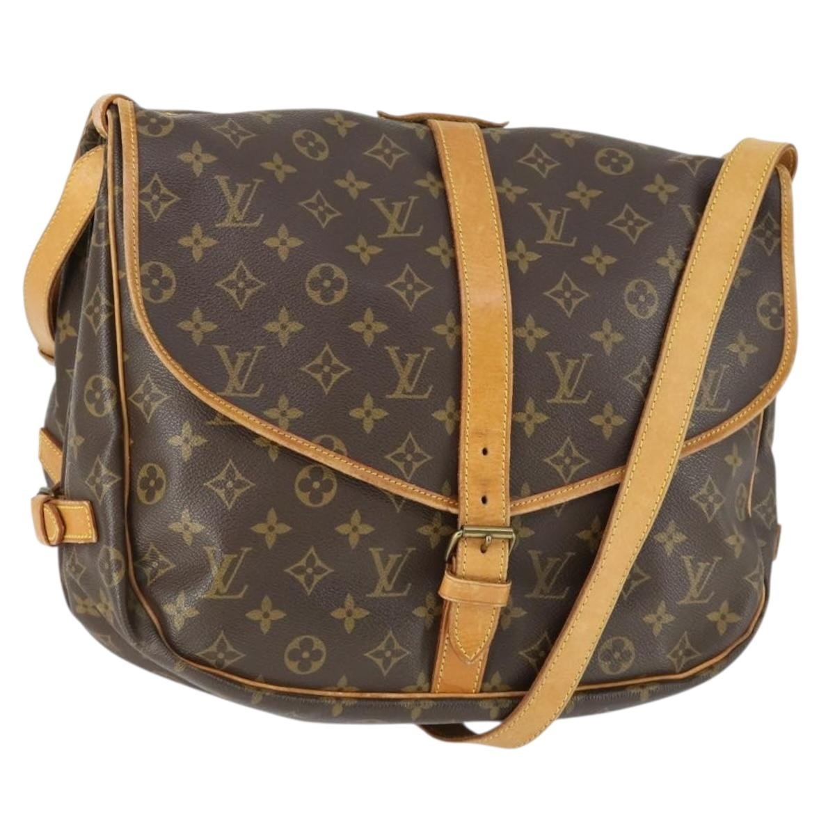 Louis Vuitton Saumur Handbag Monogram Canvas, BROWN, CANVAS, Shoulder bag