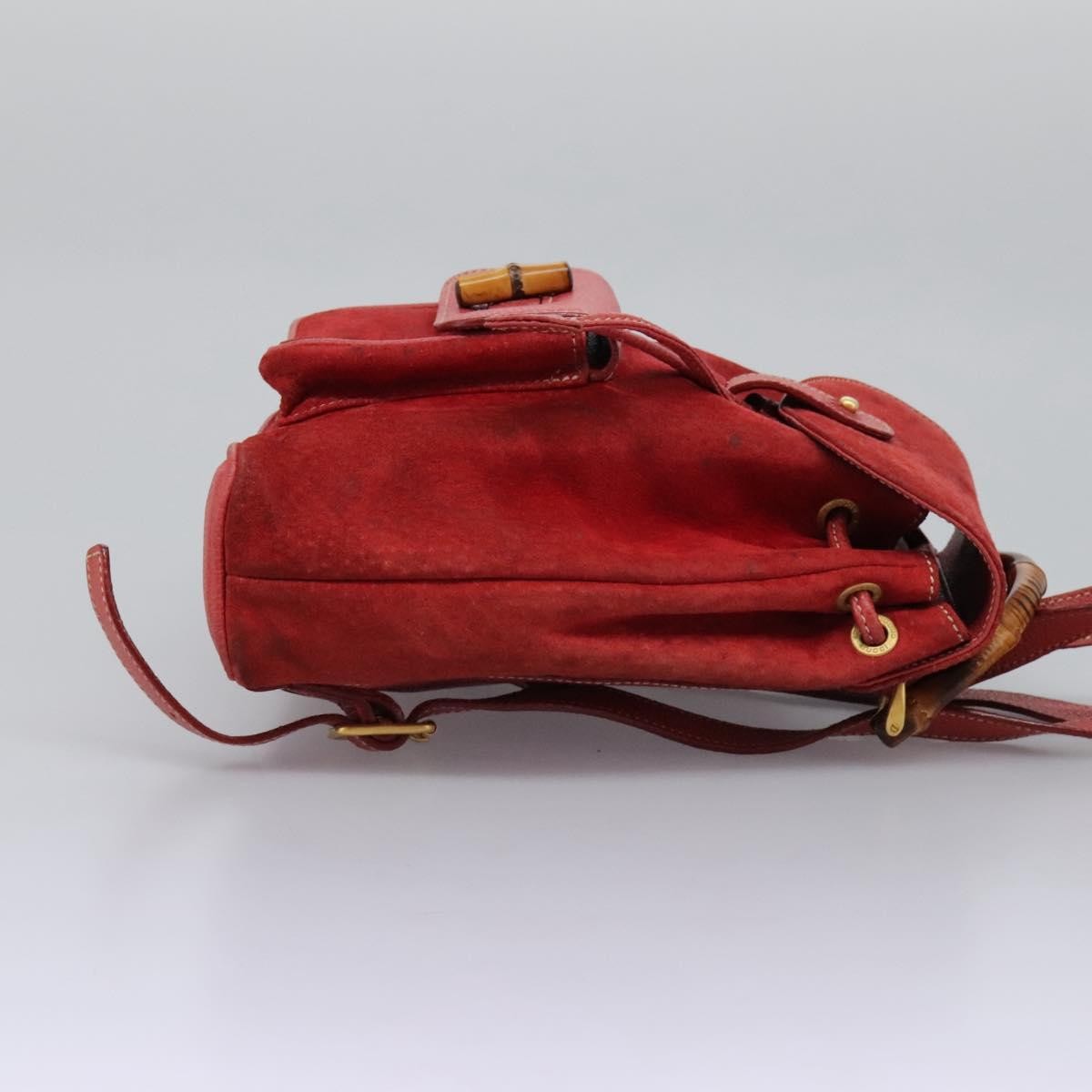 Gucci Gucci bamboo backpack daim, Red, Suede, Backpack
