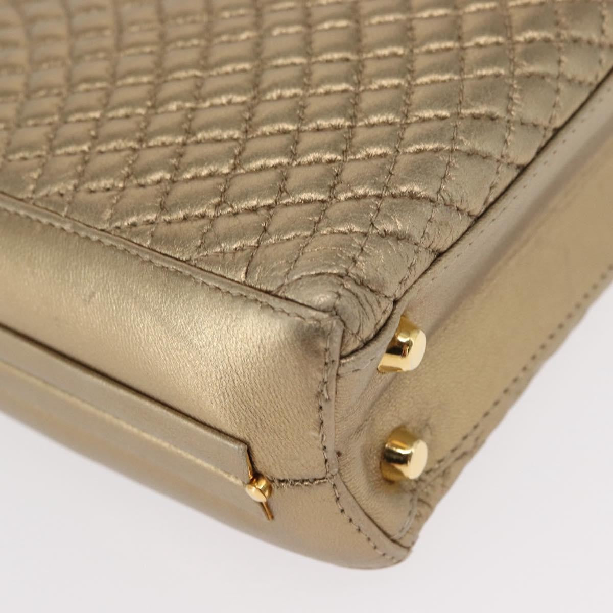 Bally Vintage Handbag Quilted Leather, GOLD, LEATHER, Handbag