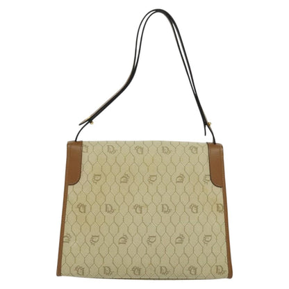 Christian Dior Vintage Honeycomb Shoulder Bag Canvas and Leather, BEIGE, CANVAS, Shoulder bag