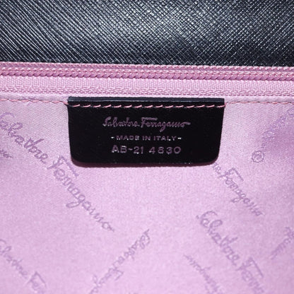 Salvatore Ferragamo Gancini handbag Leather, BLACK, LEATHER, Shoulder bag